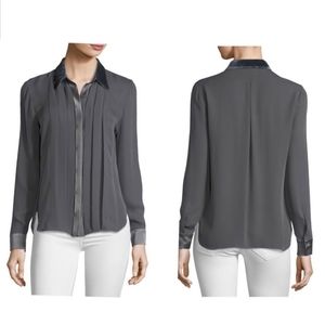 Elie Tahari Izarra Long Sleeve Silk Blouse - Gray